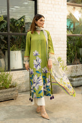 ZN829-3PC-WINTER Unstitched silk fabric in floral print.