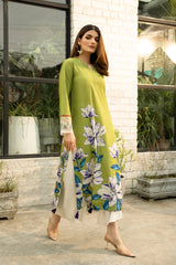 ZN829-3PC-WINTER Unstitched silk fabric in floral print.
