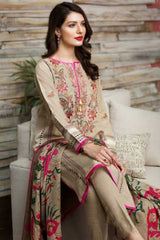 ZN525-WINTER Embroidered khaddar 3pc With Wool Shaw