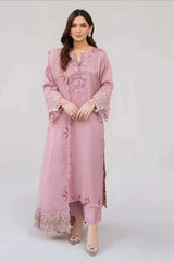 ZN613-winter Khaddar Unstitched 3 Piece Embroidered Dress with Embroidered Organza Duppatta