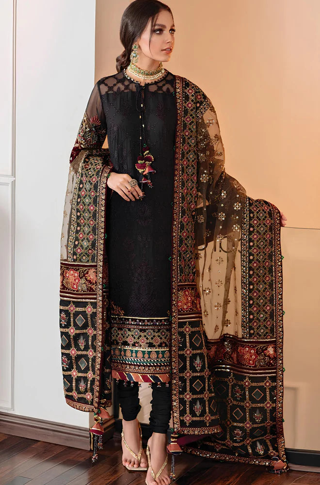 ZN133-3 Piece Unstitched Heavy Embroidered Lawn Suit With Heavy Embroidered Organza Dupatta