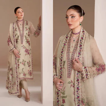 3PC EMBROIDERED LAWN SUIT - ZN-1341