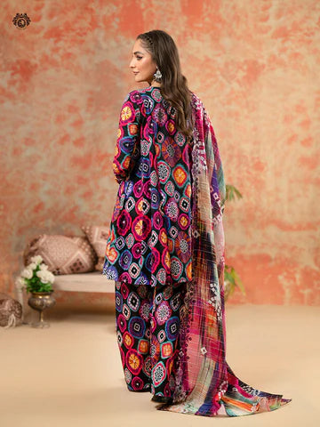 ZN766-SUMMER-3 Piece Unstitched Digital Printed Lawn Suit - Digital Printed Daimond Dupatta