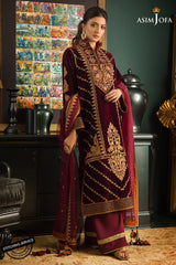 ZN1113Winter Embroidered Velvet Dress With Organza embroidered Dopata