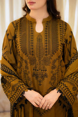 ZN1110-WINTER 3-Pc Embroidered Dhanak Suit with Heavy Embroidered Dhanak Shawll