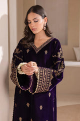 ZN1111 -WINTER Velvet Embroidered with Embroidered duppatta Winter Collection