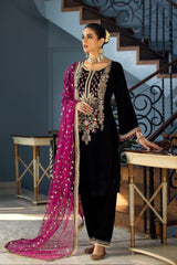 ZN1115 -WINTER Velvet Embroidered with Embroidered duppatta Winter Collection