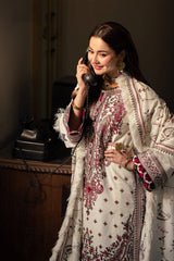 ZN1120-ASIM JOFA-3PC DHANAK EMBROIDERED SHIRT WITH DHANAK EMBROIDERED SHAWL
