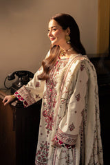 ZN1120-Winter ASIM JOFA-3PC DHANAK EMBROIDERED SHIRT WITH DHANAK EMBROIDERED SHAWL