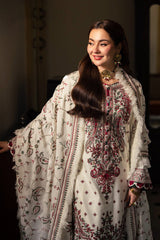 ZN1120-Winter ASIM JOFA-3PC DHANAK EMBROIDERED SHIRT WITH DHANAK EMBROIDERED SHAWL