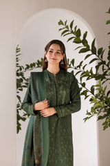 ZN1122-SOBIA NAZIR- 3PC DHANAK EMBROIDERED SHIRT WITH WOOL PRINT SHAWL