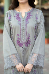 ZN1126-LIBAAS-3PC DHANAK EMBROIDERED SHIRT WITH CHIFFON EMBROIDERED DUPATTA
