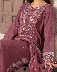 ZN1125-3PC DHANAK EMBROIDERED SHIRT WITH DHANAK EMBROIDERED SHAWL