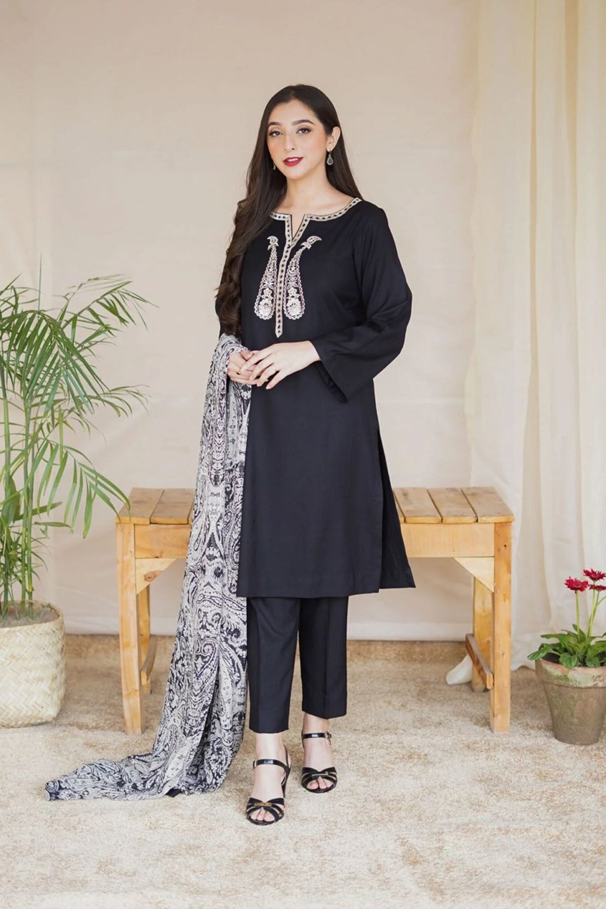 Zn1204 Asling - Winter 3PC Dhanak Embroidered Suit -