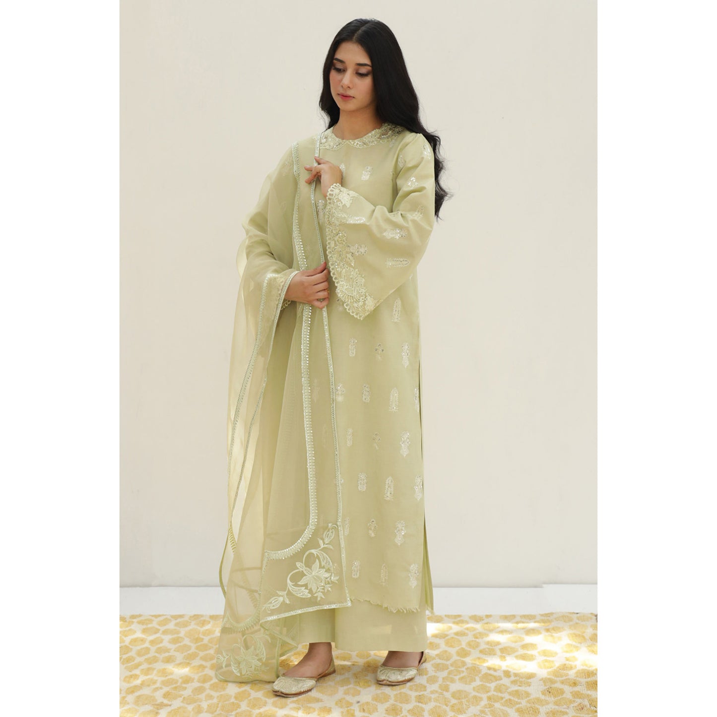 ZN783-SUMMER 3PC Lawn Embroidered Shirt With Organza Embroidered Dupatta