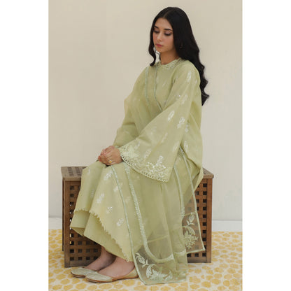 ZN783-SUMMER 3PC Lawn Embroidered Shirt With Organza Embroidered Dupatta