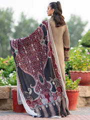 3PC EMBROIDERED DHANAK SUIT - ZN-1445