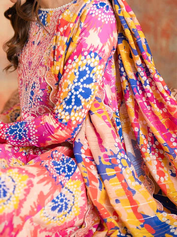 ZN767-SUMMER-3 Piece Unstitched Digital Printed Lawn Suit - Digital Printed Daimond Dupatta