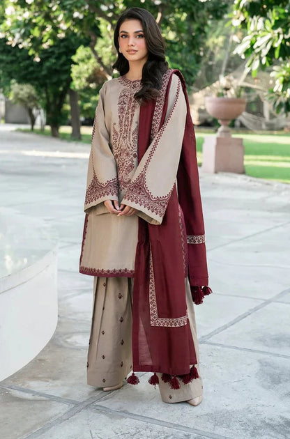 ZN961-Baroque - 3PC Dhanak Embroidered Suit