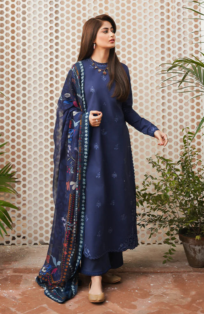 ZN760-SUMMER - 3PC Lawn Heavy Embroidered Shirt With Monar Printed Dupatta