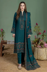 3PC EMBROIDERED DHANAK SUIT - ZN-1414