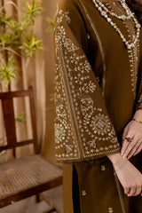 3PC EMBROIDERED DHANAK SUIT - ZN-1491