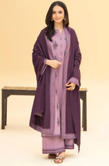 3PC EMBROIDERED DHANAK SUIT - ZN-1416