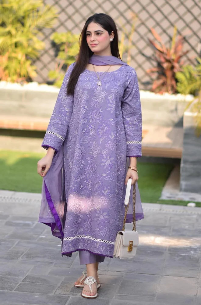 ZN1020 - Breeze 3PC Lawn Embroidered Suit