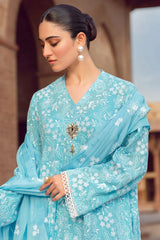 ZN209-Bareeze -Embroidered 3pc lawn dress with embroidered chiffon dupatta