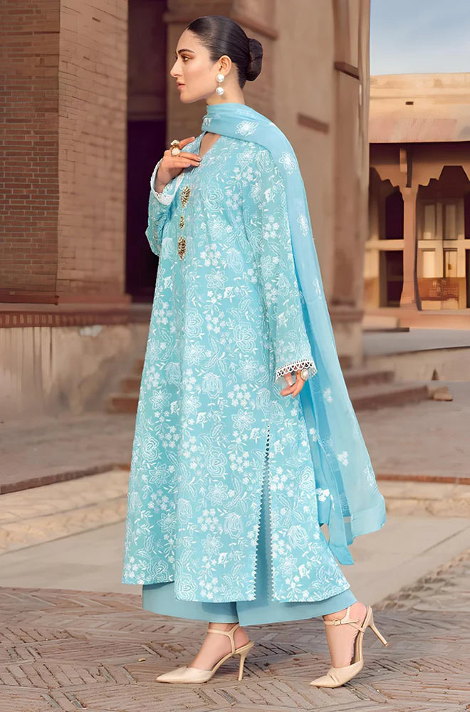 ZN209-Bareeze -Embroidered 3pc lawn dress with embroidered chiffon dupatta