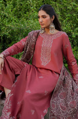 3PC EMBROIDERED DHANAK SUIT - ZN-1421