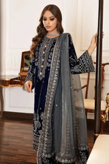 3PC EMBROIDERED VELVET SUIT - ZN-1410