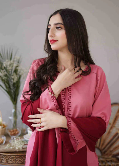 ZN406-WINTER 3PC Dhanak suit with Embroidered Shawll