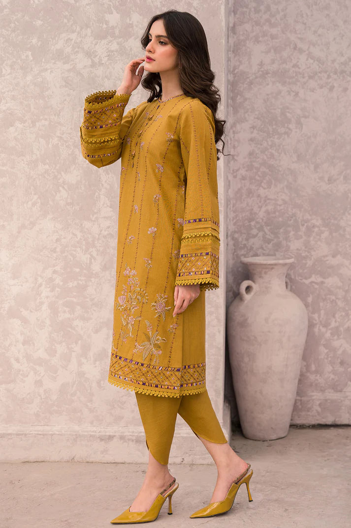 ZN618-WINTER 3PC Dhannak Embroidered suit with Printed Shawll