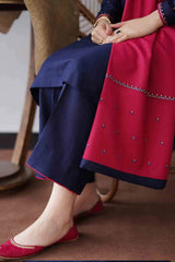 ZN404-WINTER 3PC Dhanak suit with Embroidered Shawll