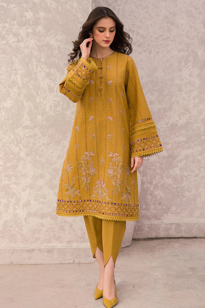 ZN618-WINTER 3PC Dhannak Embroidered suit with Printed Shawll