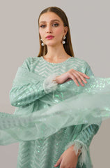 ZN915- Winter 3 Piece - Organza Embroidered Suit
