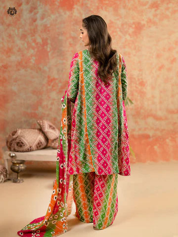 ZN769-SUMMER-3 Piece Unstitched Digital Printed Lawn Suit - Digital Printed Daimond Dupatta