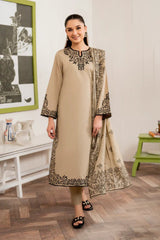 ZN913-WINTER 3PC Dhannak Embroidered suit with Printed Shawll