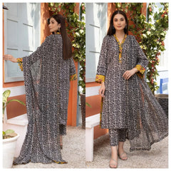 ZN278-3 Piece Unstitched Digital Printed Airjet Lawn Suit