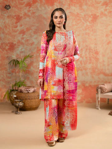 ZN770-SUMMER-3 Piece Unstitched Digital Printed Lawn Suit - Digital Printed Daimond Dupatta