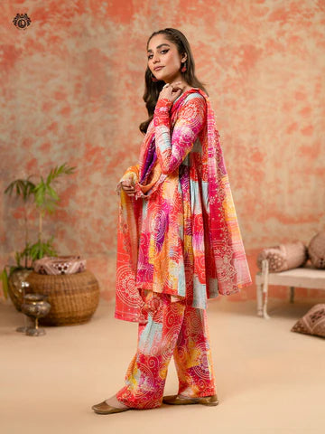 ZN770-SUMMER-3 Piece Unstitched Digital Printed Lawn Suit - Digital Printed Daimond Dupatta