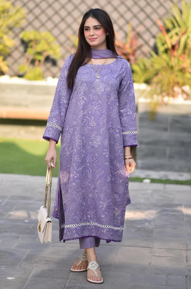 ZN1020 - Breeze 3PC Lawn Embroidered Suit