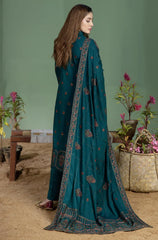 3PC EMBROIDERED DHANAK SUIT - ZN-1414