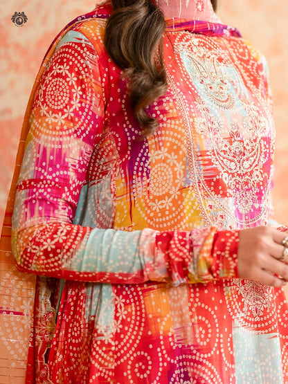 ZN770-SUMMER-3 Piece Unstitched Digital Printed Lawn Suit - Digital Printed Daimond Dupatta