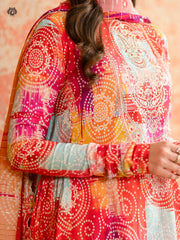 ZN770-SUMMER-3 Piece Unstitched Digital Printed Lawn Suit - Digital Printed Daimond Dupatta