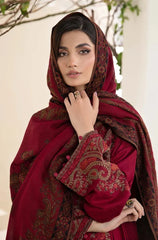 3PC EMBROIDERED DHANAK SUIT - ZN-1426