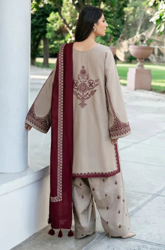 ZN961-Baroque - 3PC Dhanak Embroidered Suit