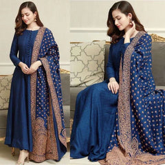 3PC EMBROIDERED LINENE SUIT - ZN-408