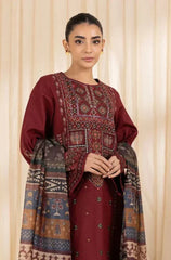3PC EMBROIDERED DHANAK SUIT - ZN-1416